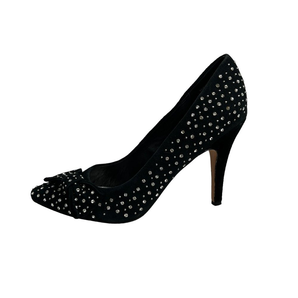 Rock & Candy By Zigi Savanna Black Suede & Crystal Covered Heels Size 8